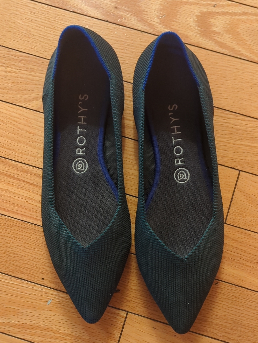 Rothy's Pointed Knit Flats in Forest Green